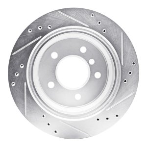 BMW 530I Brake Rotor (1) - Rear Left - R1 Concepts - Drilled & Slotted - Silver - `96-`03